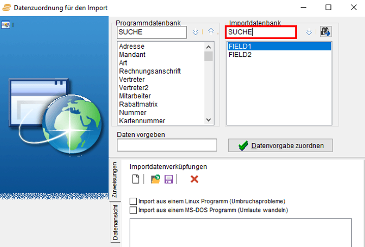 Import suchen mit AFS